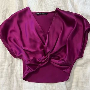 Zara silk cropped blouse